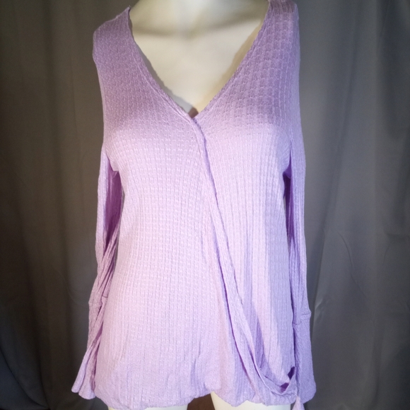 Style & Co. Purple Long Sleeve Wrap Blouse - Picture 1 of 3